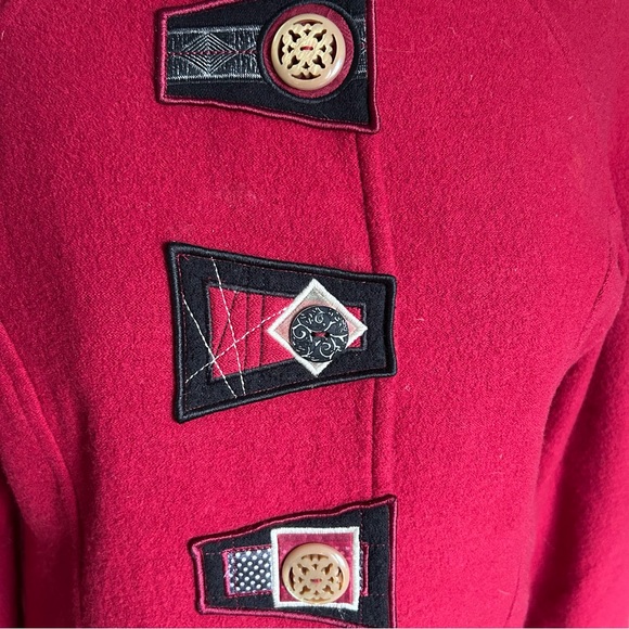Icelandic Design Red 100% Boiled Wool Jacket Snap Front Women’s Size L Nordic - Picture 6 of 10